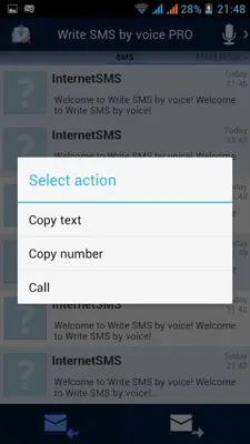 Write SMS by voice android App screenshot 2